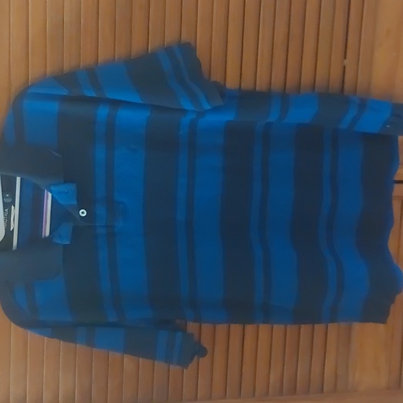 Nautical mens size Med 100% cotton button up bold strip polo short sleeve - Picture 1 of 6